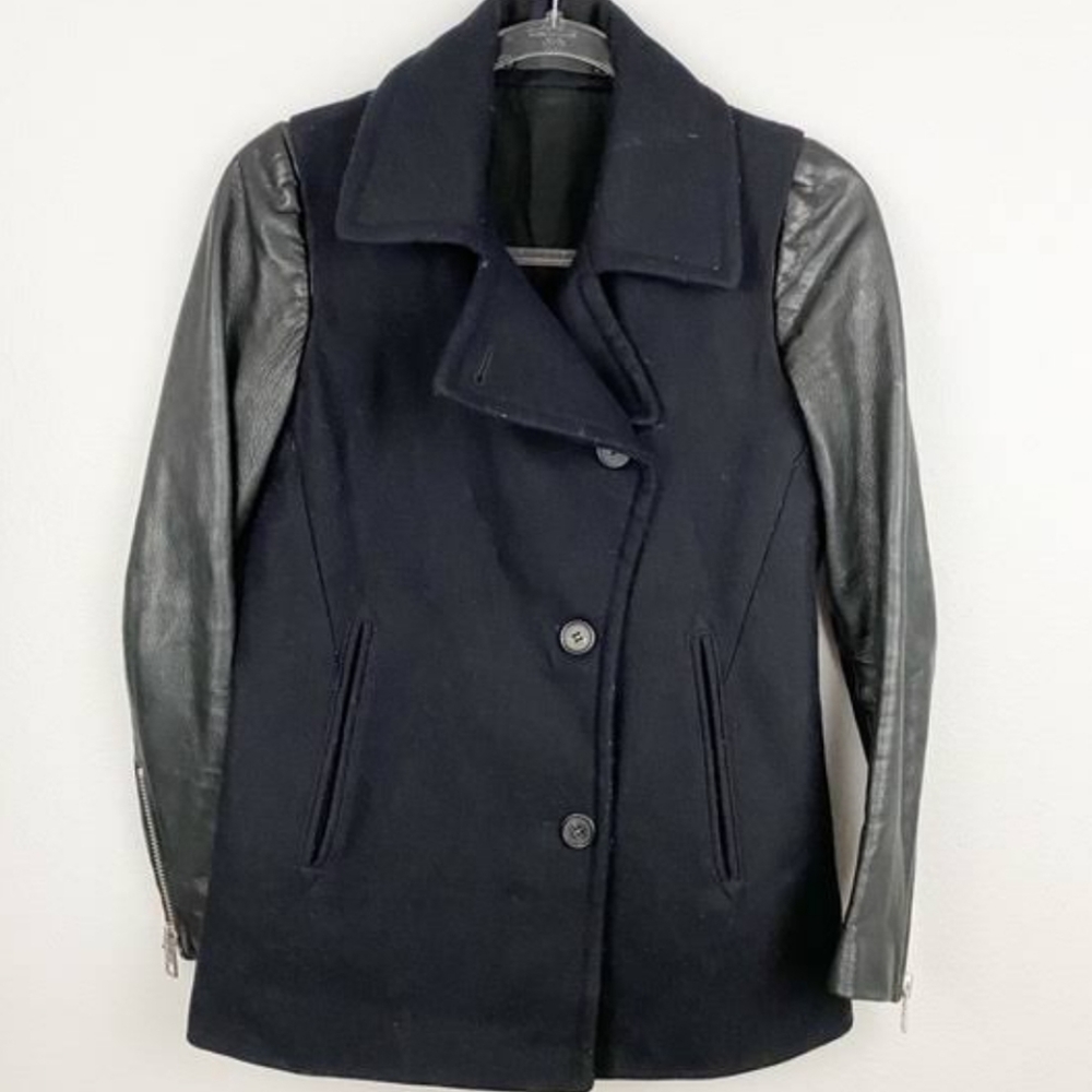 Mystree Side Button Jacket With Vegan Leather Sle… - image 2